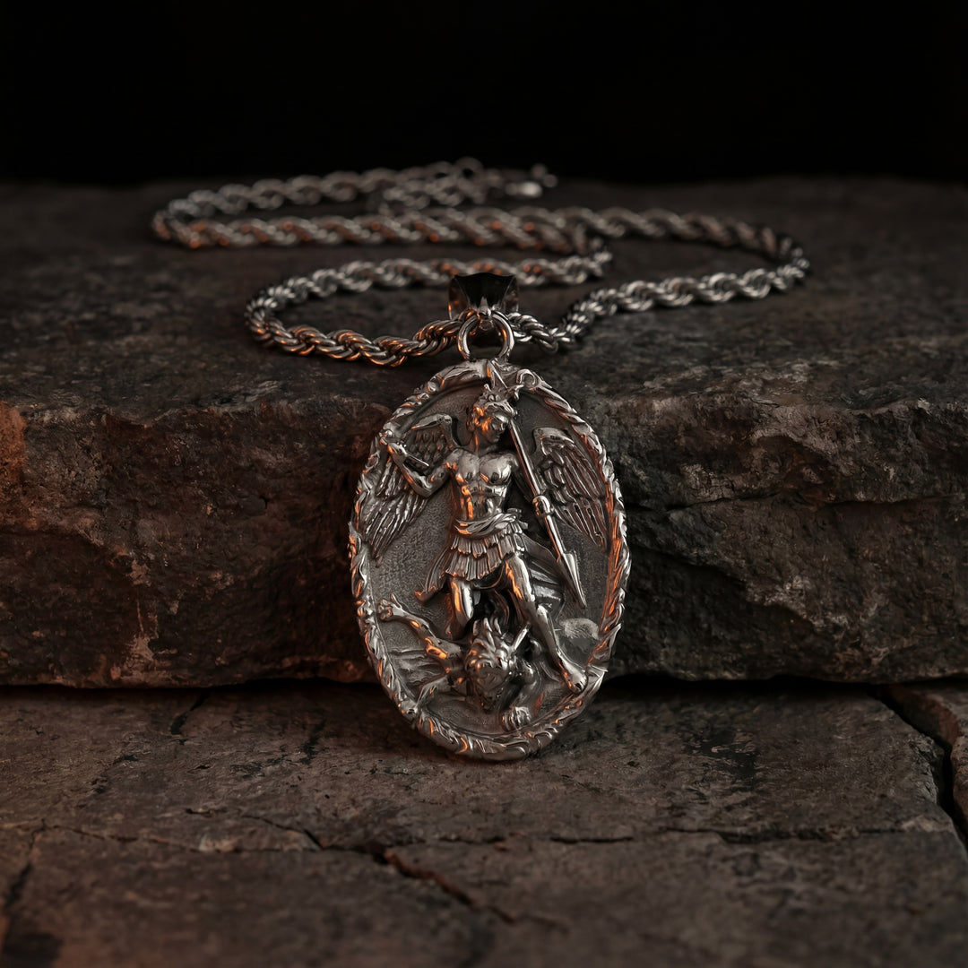 SILVER ST MICHAEL PENDANT