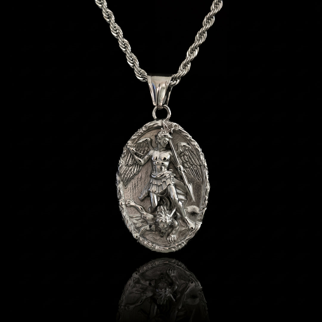 SILVER ST MICHAEL PENDANT
